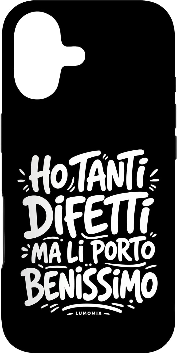 Cover per iPhone 17 con grafica “Ho Tanti Difetti Scritte Simpatiche e Divertenti Ironiche”