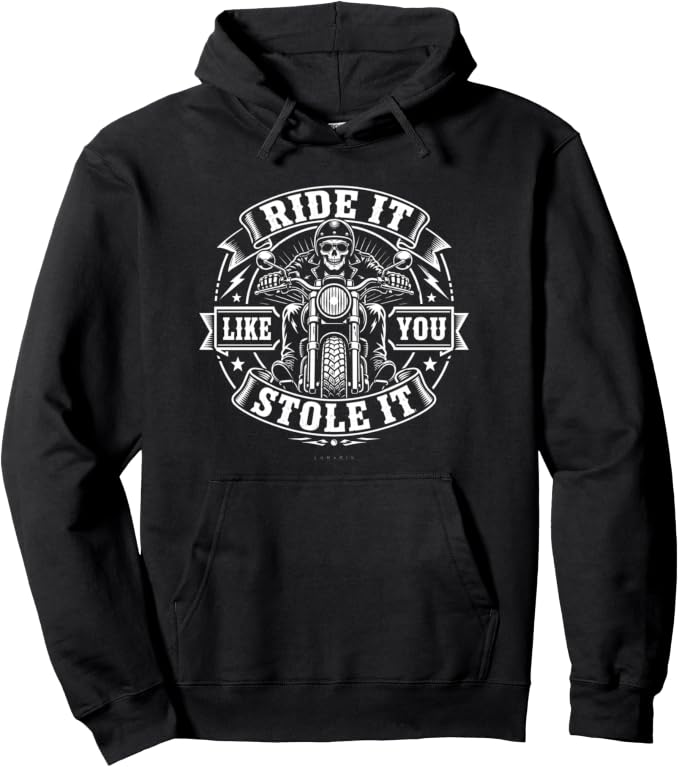 Felpa con cappuccio con grafica “Motociclista Uomo Regalo Biker Moto Teschio Ride Stole”