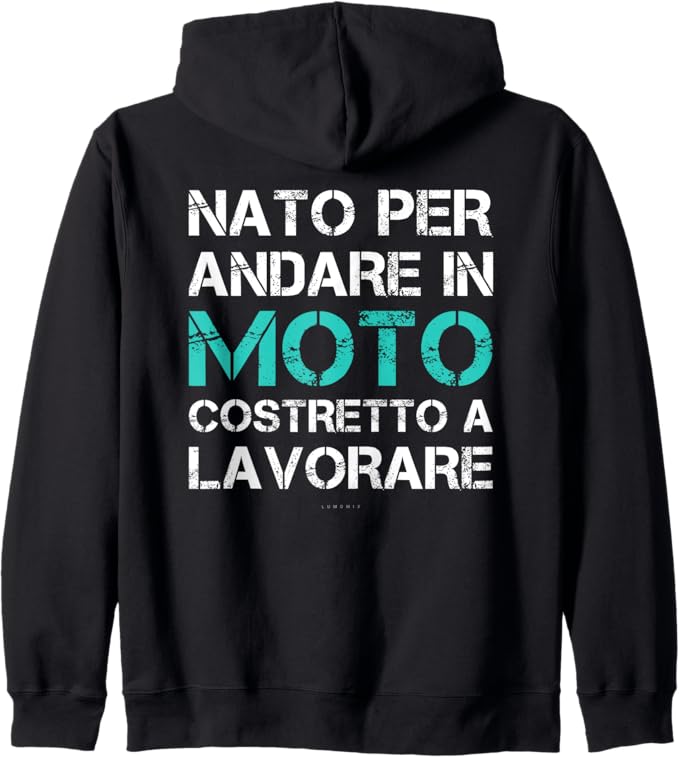 Felpa con zip con grafica “Uomo con Zip E Cappuccio Moto Regalo Motociclista”