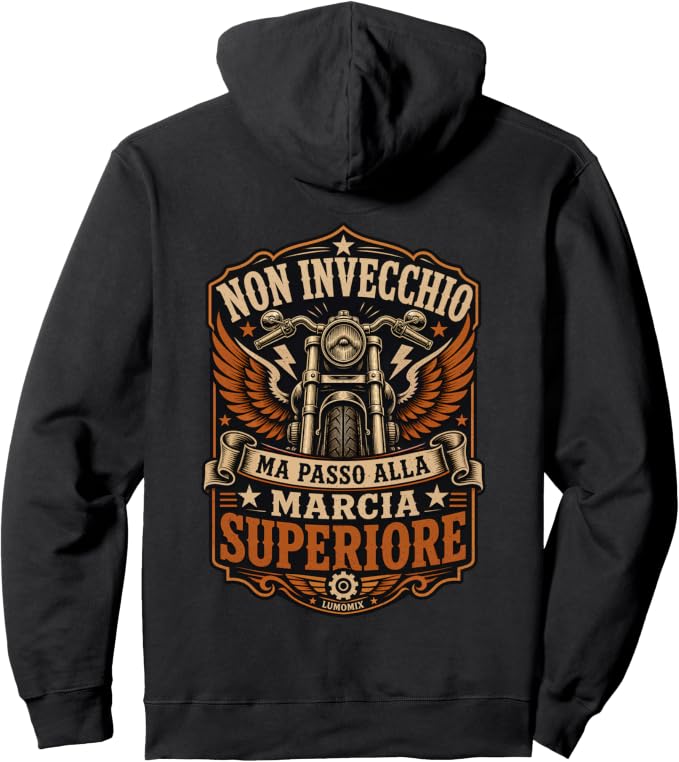 Felpa con cappuccio con grafica “Moto Divertente Regalo Motociclista Compleanno Non Invecchio”