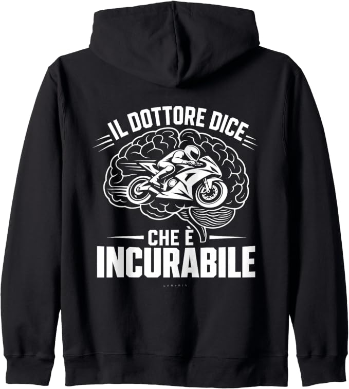 Felpa con cappuccio con grafica “Motociclista Scritte Divertenti Moto da Corsa”