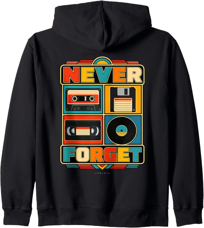 Felpa con cappuccio con grafica “Never Forget Vintage Nostalgia Retro Anni 90”