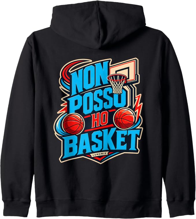 Felpa con cappuccio con grafica “Non Posso Ho Basket Frasi Basket Divertenti”