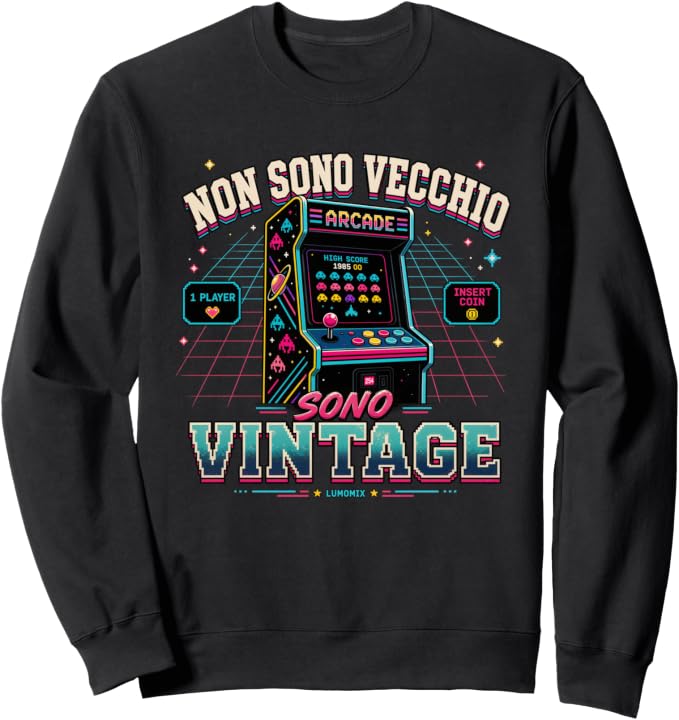 Felpa girocollo con grafica “Non Sono Vecchio Sono Vintage Regalo Divertente Gamer”