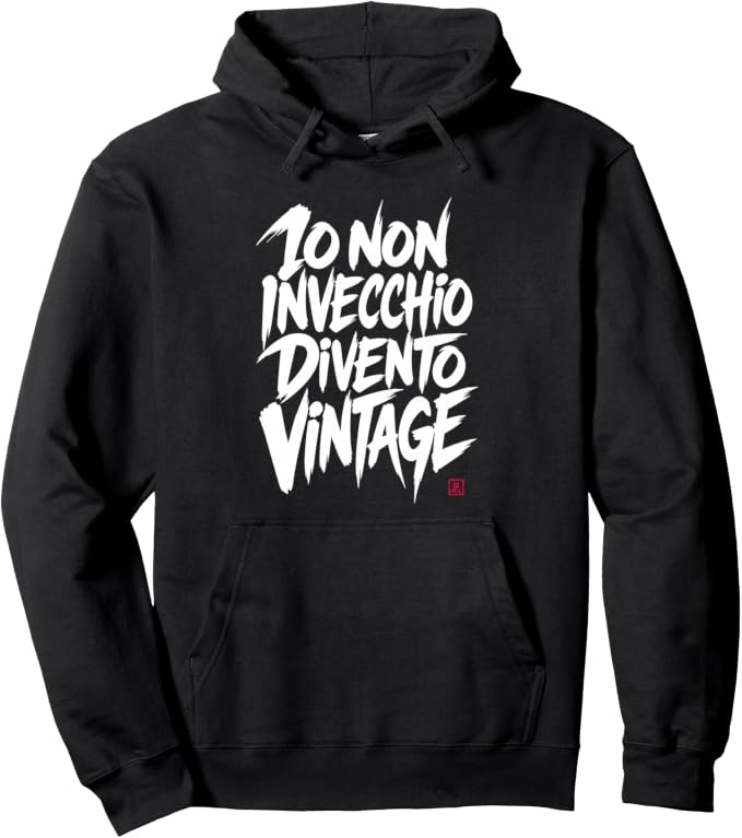 Felpa con cappuccio con grafica “Regalo Compleanno Divertente Non Invecchio Divento Vintage”
