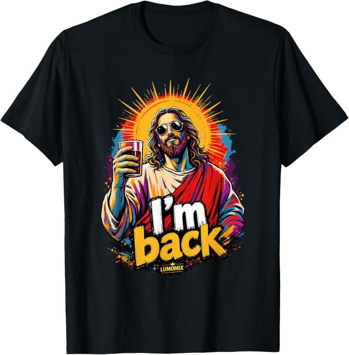T-shirt con grafica “Cristiana Gesù Divertente I'm Back Pasqua”