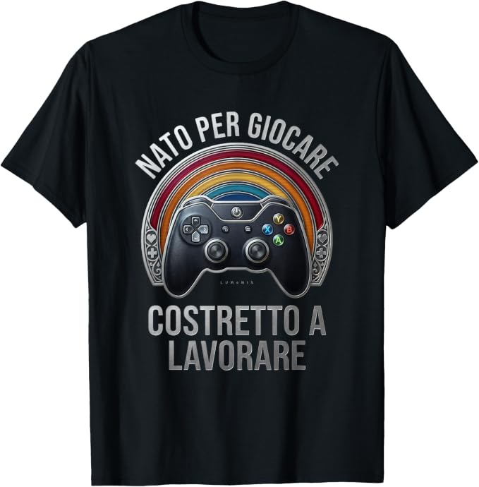 T-shirt con grafica “Gamer Videogiochi Divertente Costretto a Lavorare”