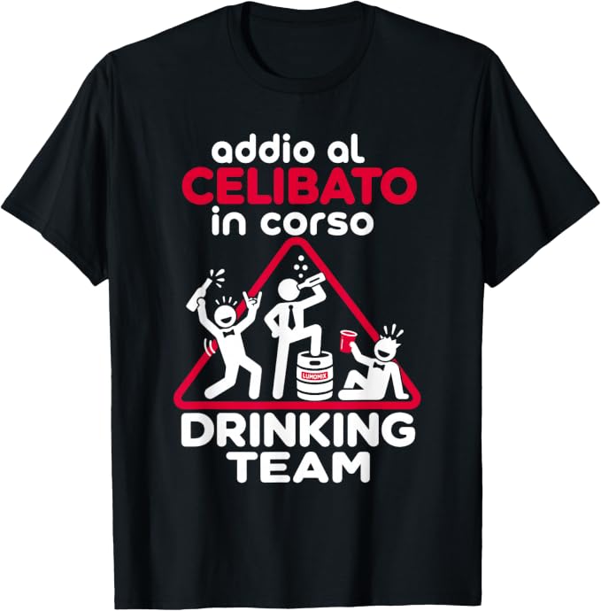 T-shirt con grafica “Festa Addio al Celibato Sposo e Amici”