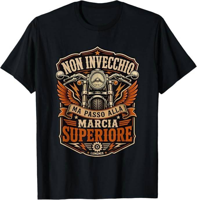 T-shirt con grafica “Motociclista Regalo Compleanno Moto Non Invecchio”
