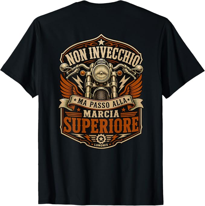T-shirt con grafica “Regalo Motociclista Compleanno Moto Non Invecchio”