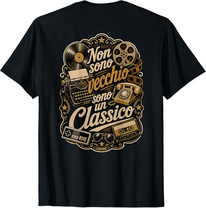 T-shirt con grafica “Vintage Compleanno Non Sono Vecchio Sono Un Classico”